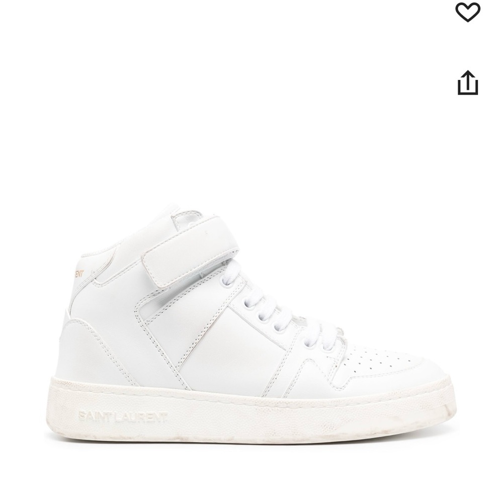 Saint Laurent White Lax distressed Lace-Up Sneakers - Picture 5 of 16